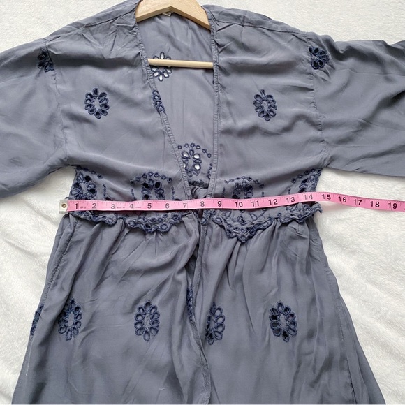 AE Lightweight Eyelet Lace Kimono Sleeve Long Summer Duster Cardigan - Picture 6 of 10